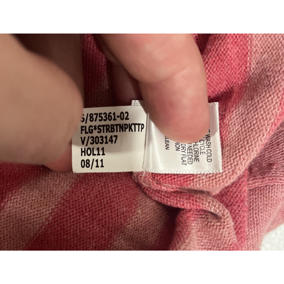 Banana Republic Women's Pink Striped M Sweater 2 Pockets Soft Girl Streetwear - Picture 7 of 12